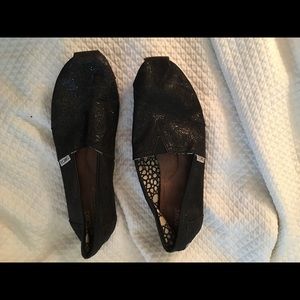 Toms black glitter shoes